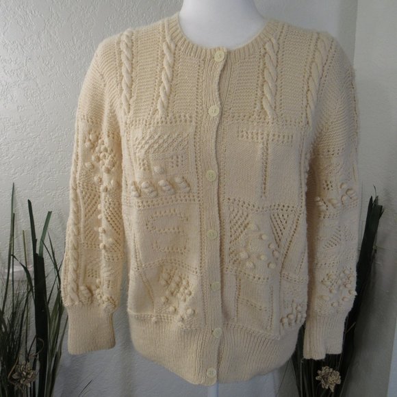 Hand Knit Button Front Cardigan & Infinity Scarf - Picture 4 of 8